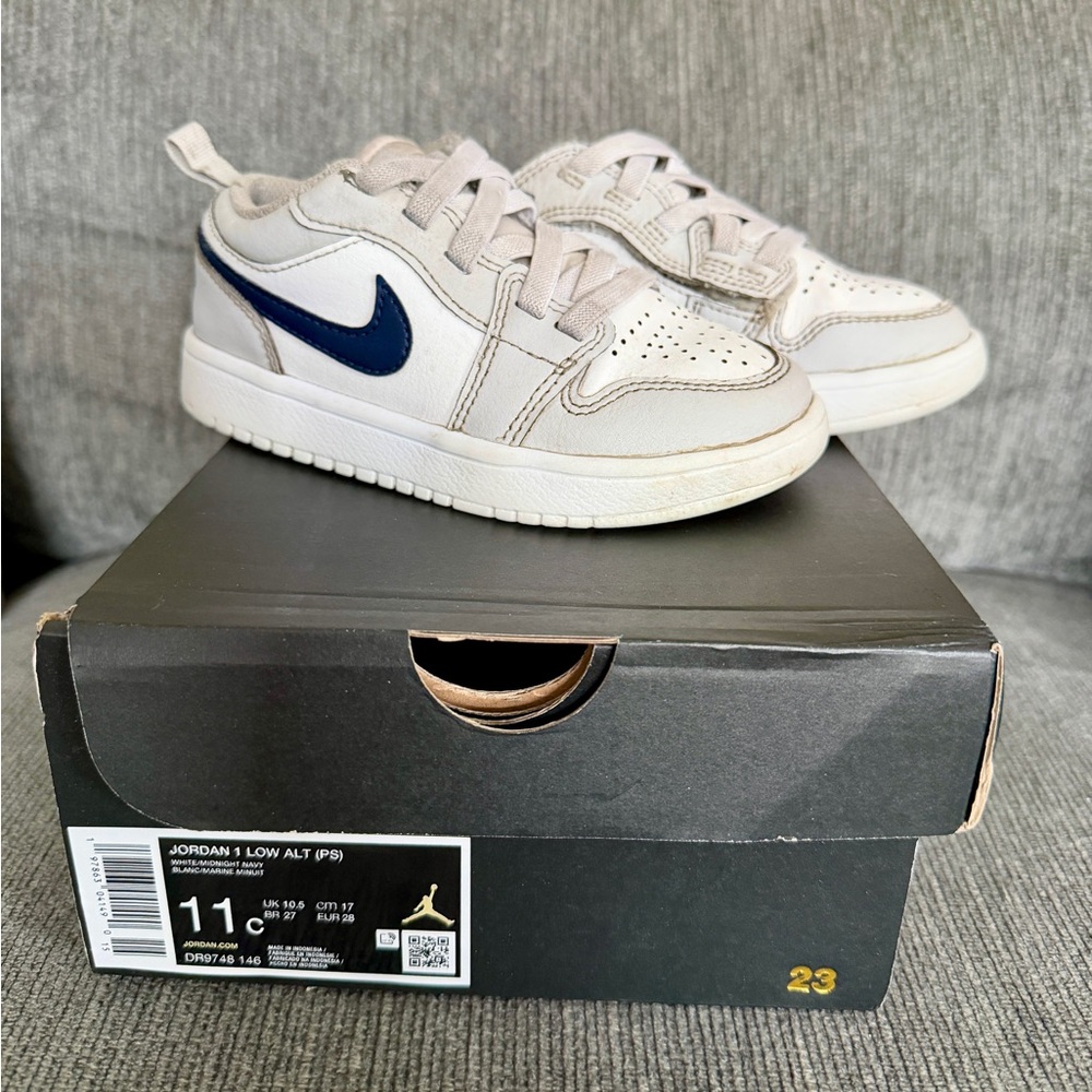 Nike Jordan 1 Low Alt (PS) White/Midnight Navy - Size 11c